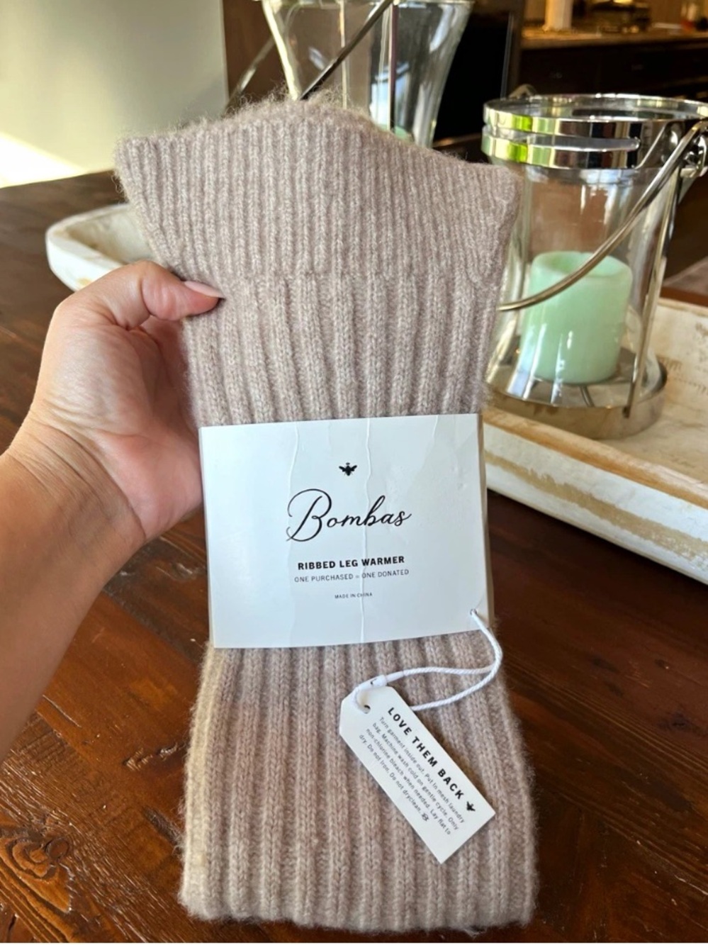 Bombas Ribbed Leg Warmers Merino Wool Blend Camel Beige One Size New